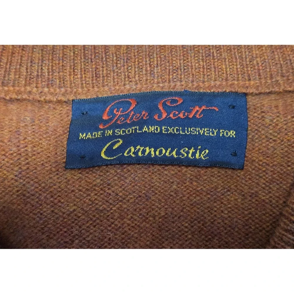 Rare Peter Scott Mens Size XL(44) Argyle Cashmere Sweater Carnoustine Golf Links
